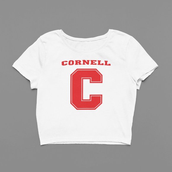 NEW Cornell University Big Logo Wordmark Form Fit Crop Top Shirt WHITE - Picture 2 of 4